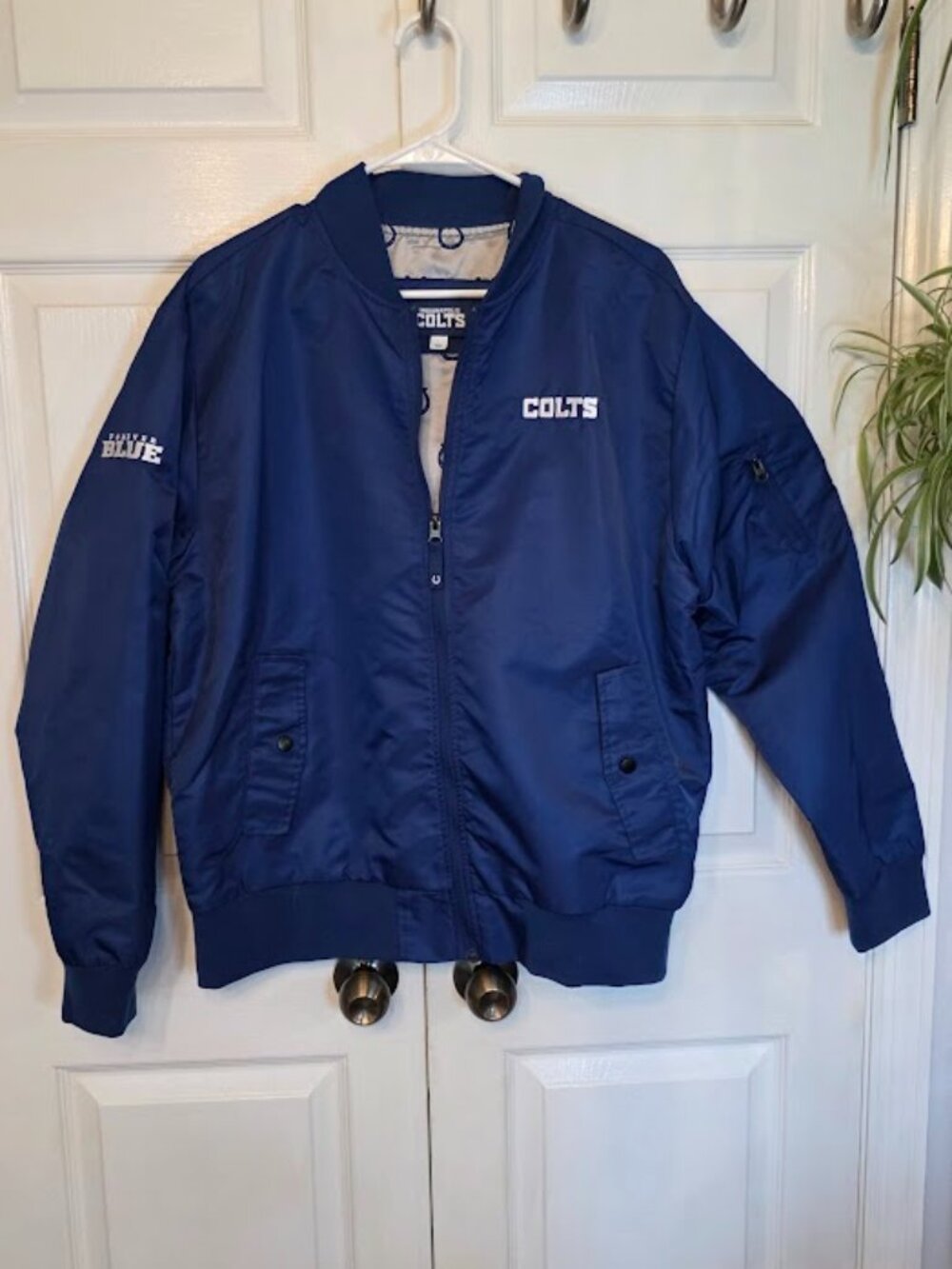 Indianapolis Colts Blue Bomber Jacket by Legends  Large. NWOT. UNISEX.